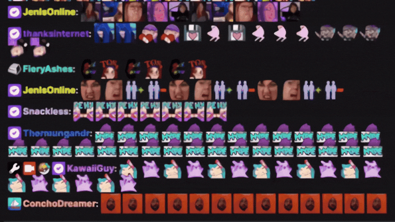 聊天室中出現靜態/動態表情符號的 GIF 動圖